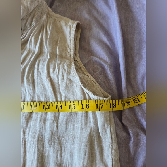 Halston Womens Small 100% Linen Sleeveless Dress Beige Resort Vacation Old Money - Picture 7 of 9